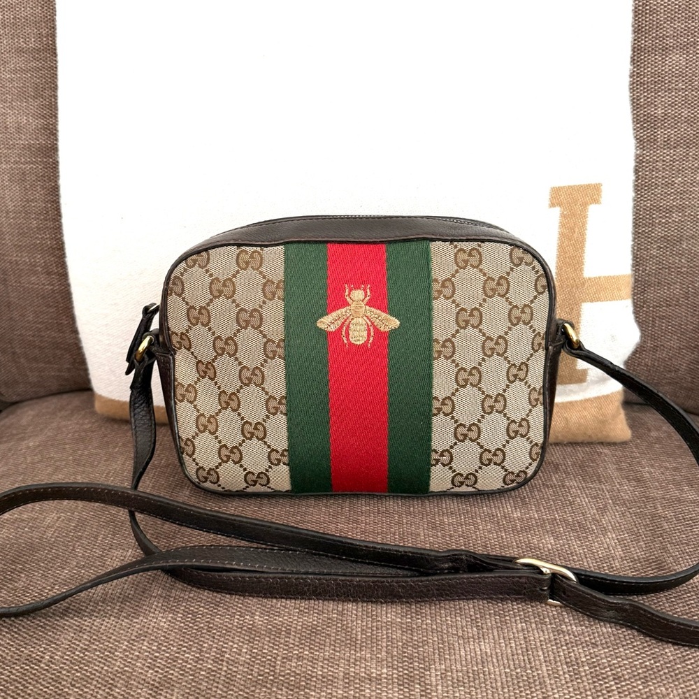Authentic Gucci GG Supreme Monogram Web Webby Bee Shoulder Crossbody bag - Picture 4 of 16
